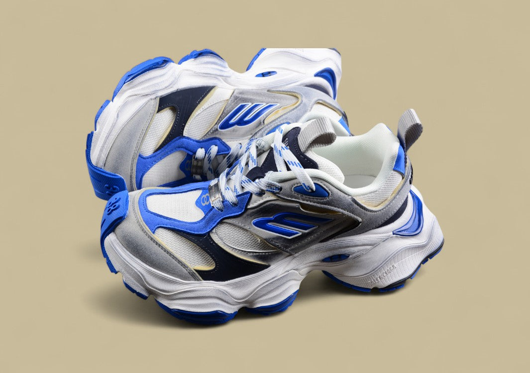 Balenciaga Cargo Sneaker in White/Blue/Grey