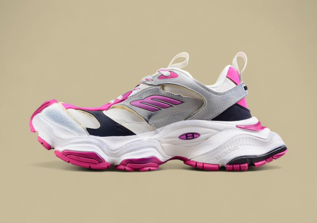 Balenciaga Cargo Sneaker in White/Pink/Grey