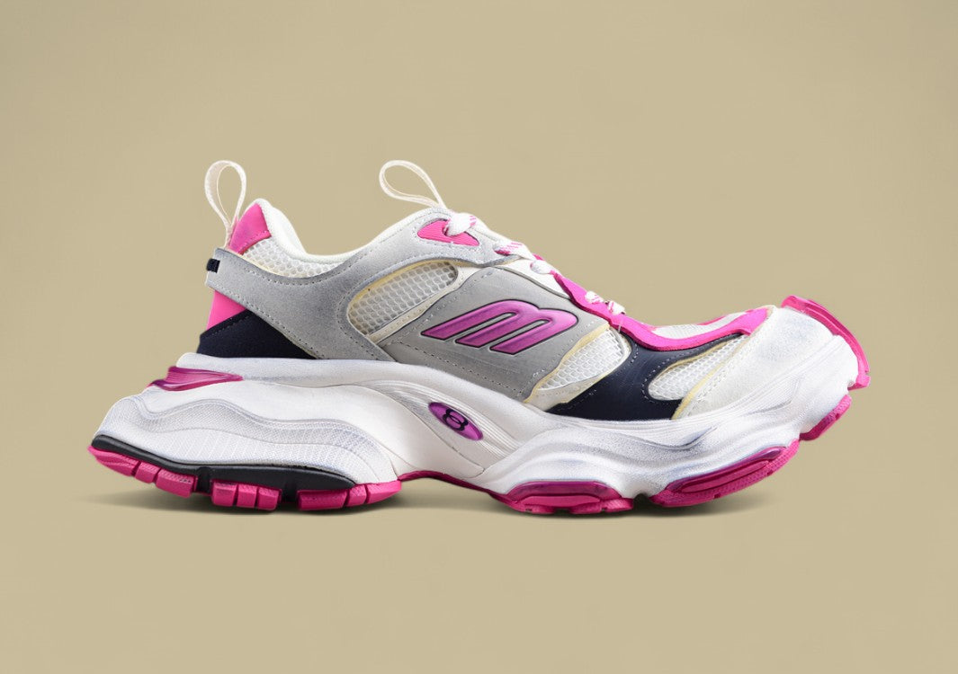 Balenciaga Cargo Sneaker in White/Pink/Grey