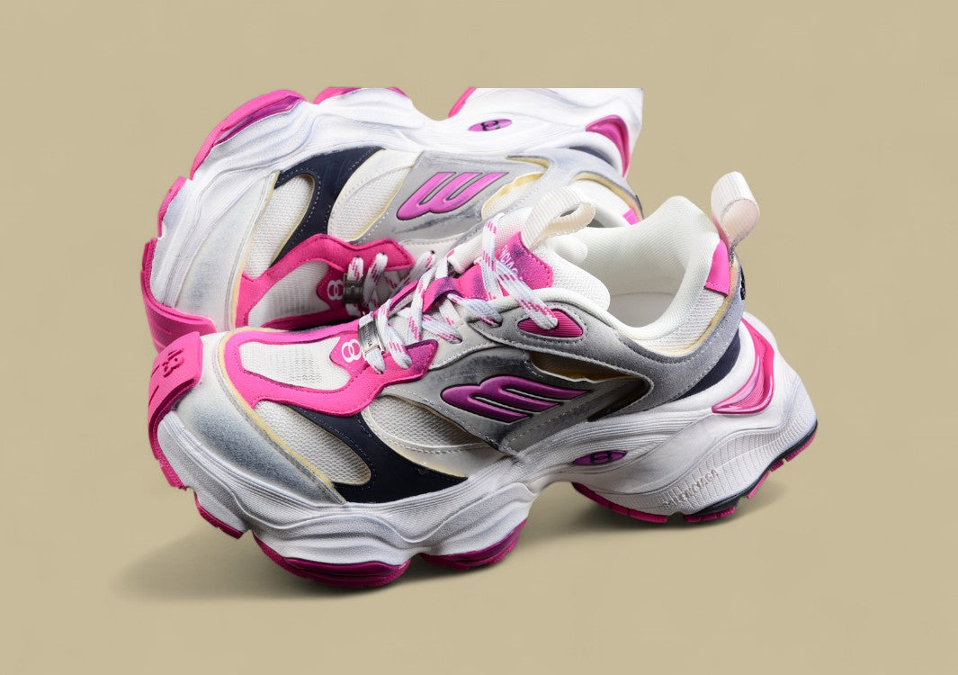 Balenciaga Cargo Sneaker in White/Pink/Grey
