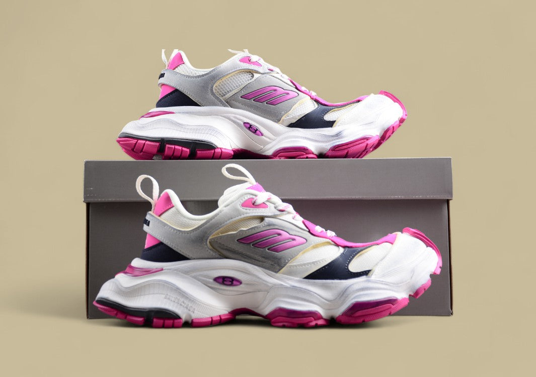 Balenciaga Cargo Sneaker in White/Pink/Grey