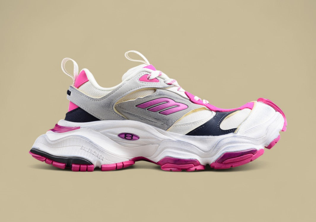 Balenciaga Cargo Sneaker in White/Pink/Grey