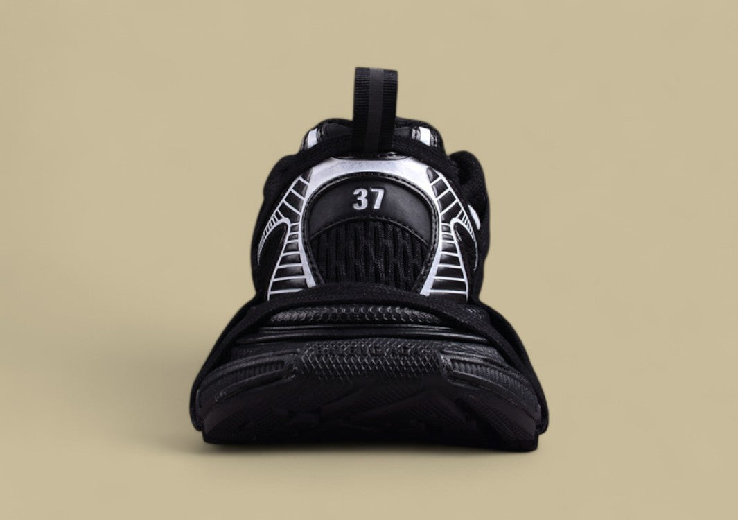Balenciaga Defender Sneaker – Black/White with Lace Wrap