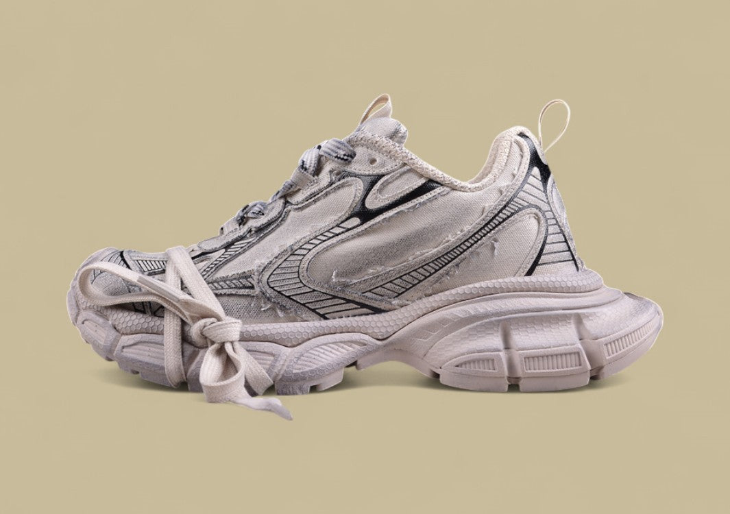 Balenciaga Defender Sneaker – Distressed Beige/Black