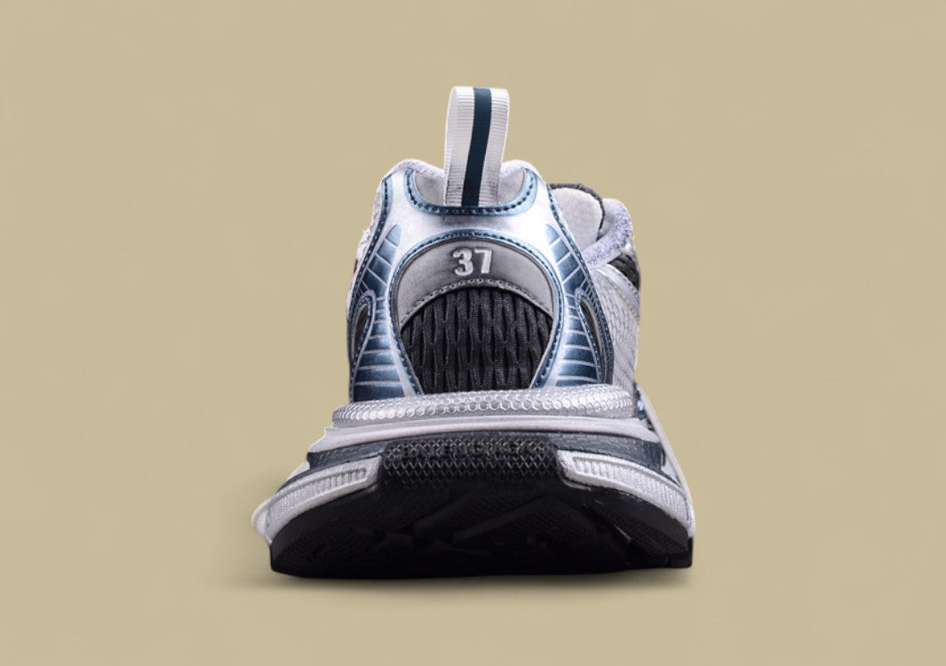 Balenciaga Defender Sneaker – Silver/Blue with Yellow