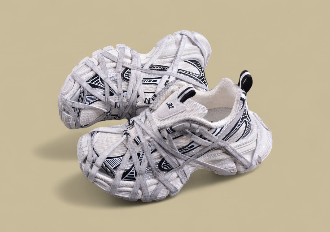 Balenciaga Defender Sneaker – White/Black with Wrapped Laces Design