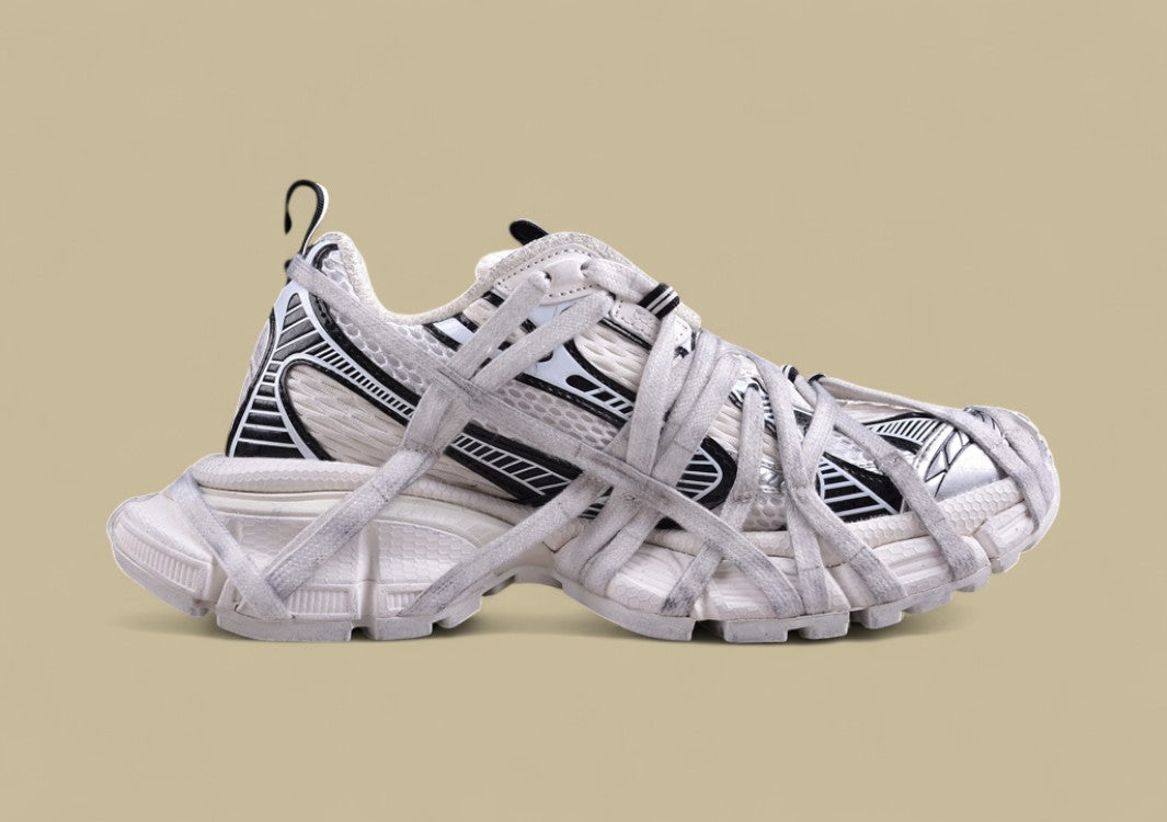 Balenciaga Defender Sneaker – White/Black with Wrapped Laces Design
