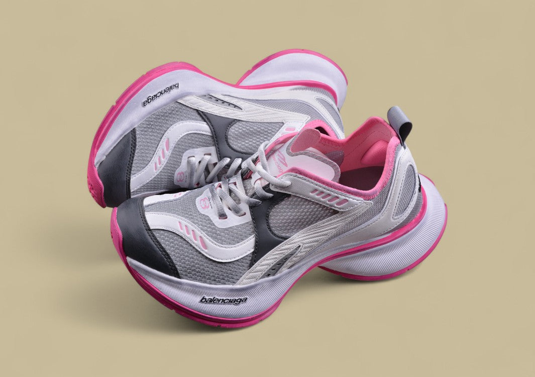 Balenciaga Defender Sneaker – White/Grey with Pink