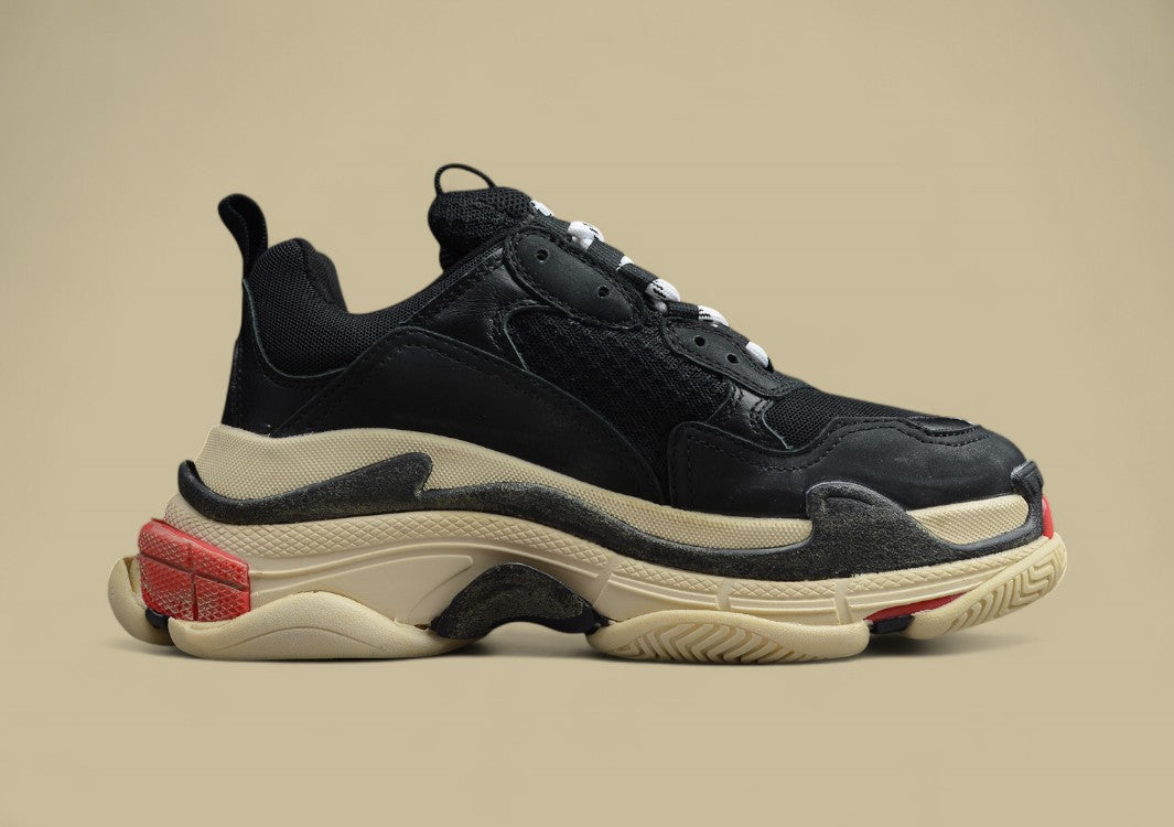 Balenciaga Distressed Black Rice Red Women's Shoes