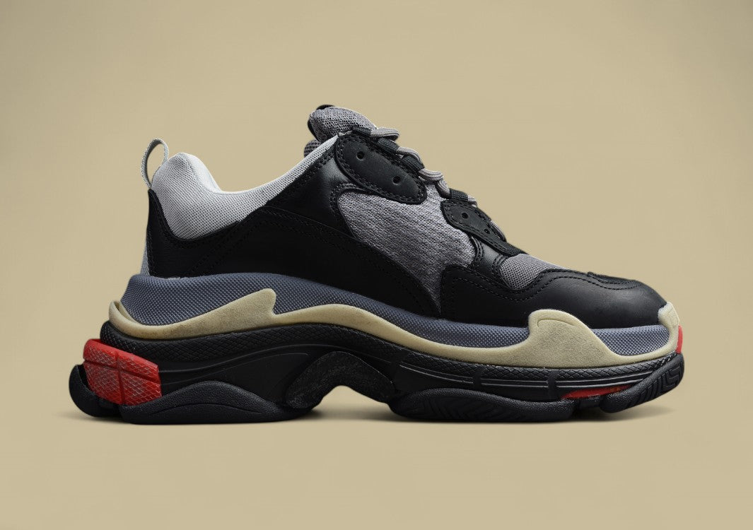 Balenciaga Gray-red Men's And Women's Shoes