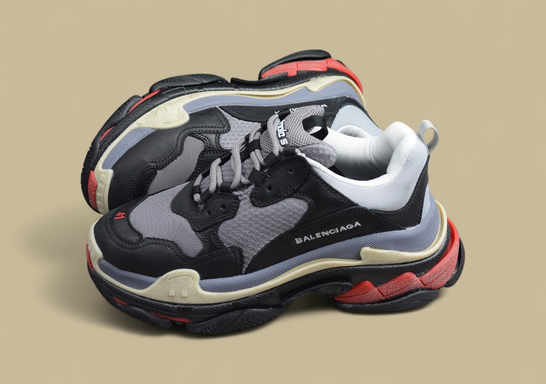 Balenciaga Gray-red Men's And Women's Shoes