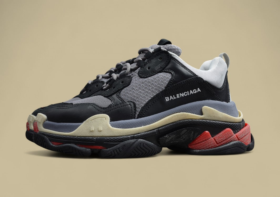 Balenciaga Gray-red Men's And Women's Shoes