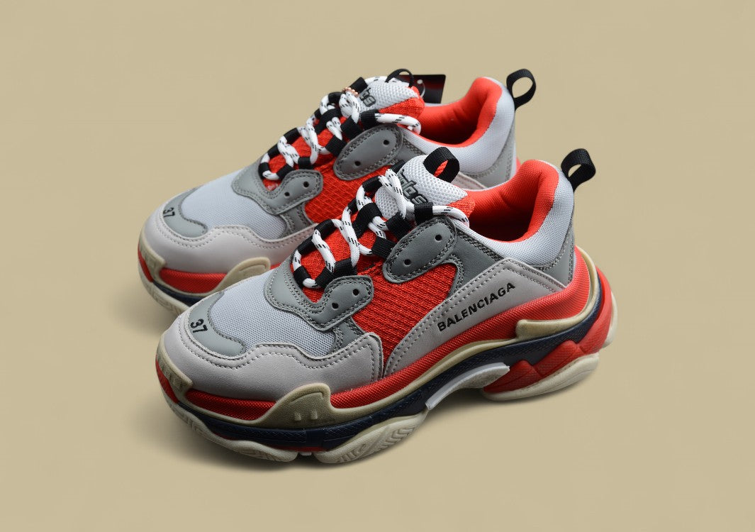Balenciaga Gray And Red Men's And Women's Shoes