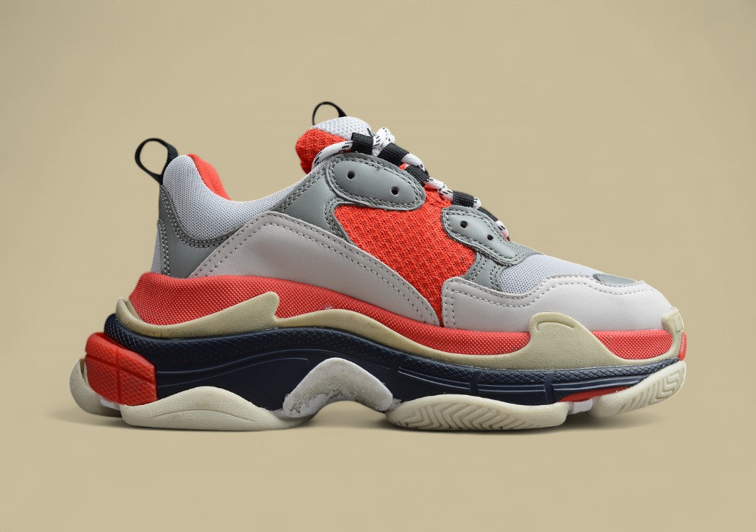 Balenciaga Gray And Red Men's And Women's Shoes