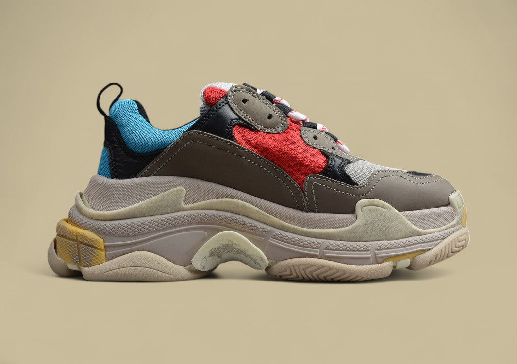 Balenciaga Gray Red And Blue Men's And Women's Shoes