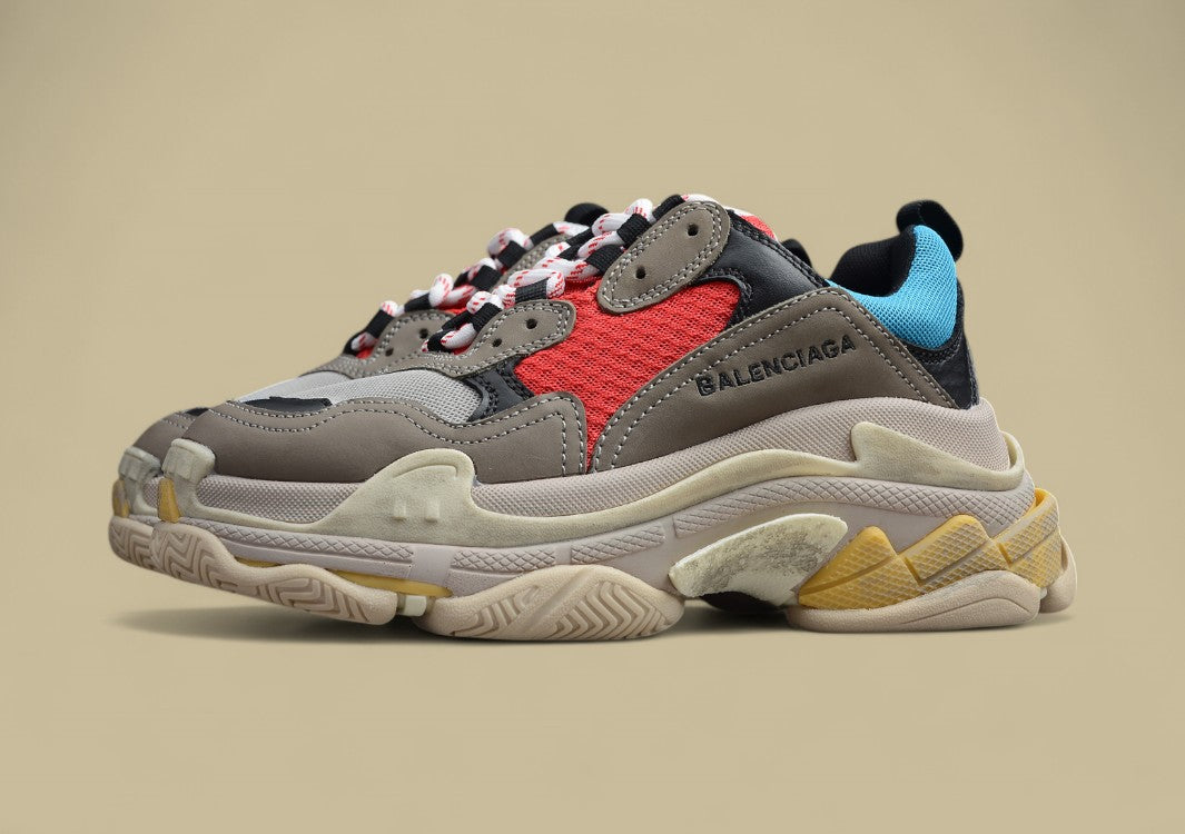 Balenciaga Gray Red And Blue Men's And Women's Shoes