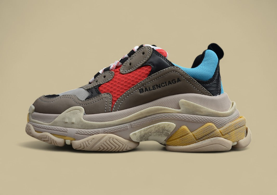 Balenciaga Gray Red And Blue Men's And Women's Shoes