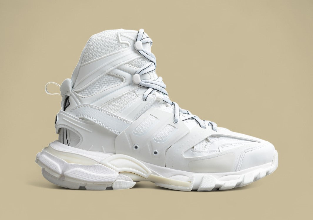 Balenciaga High-Top Mesh-Nylon Dad Sneaker in White