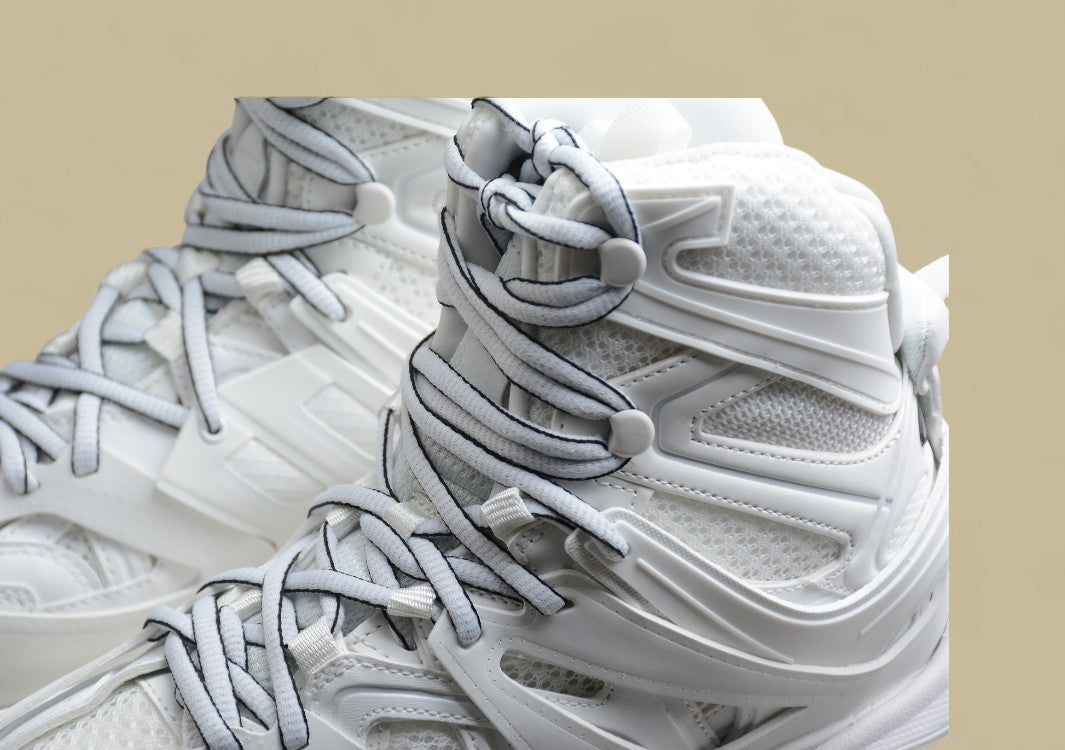 Balenciaga High-Top Mesh-Nylon Dad Sneaker in White