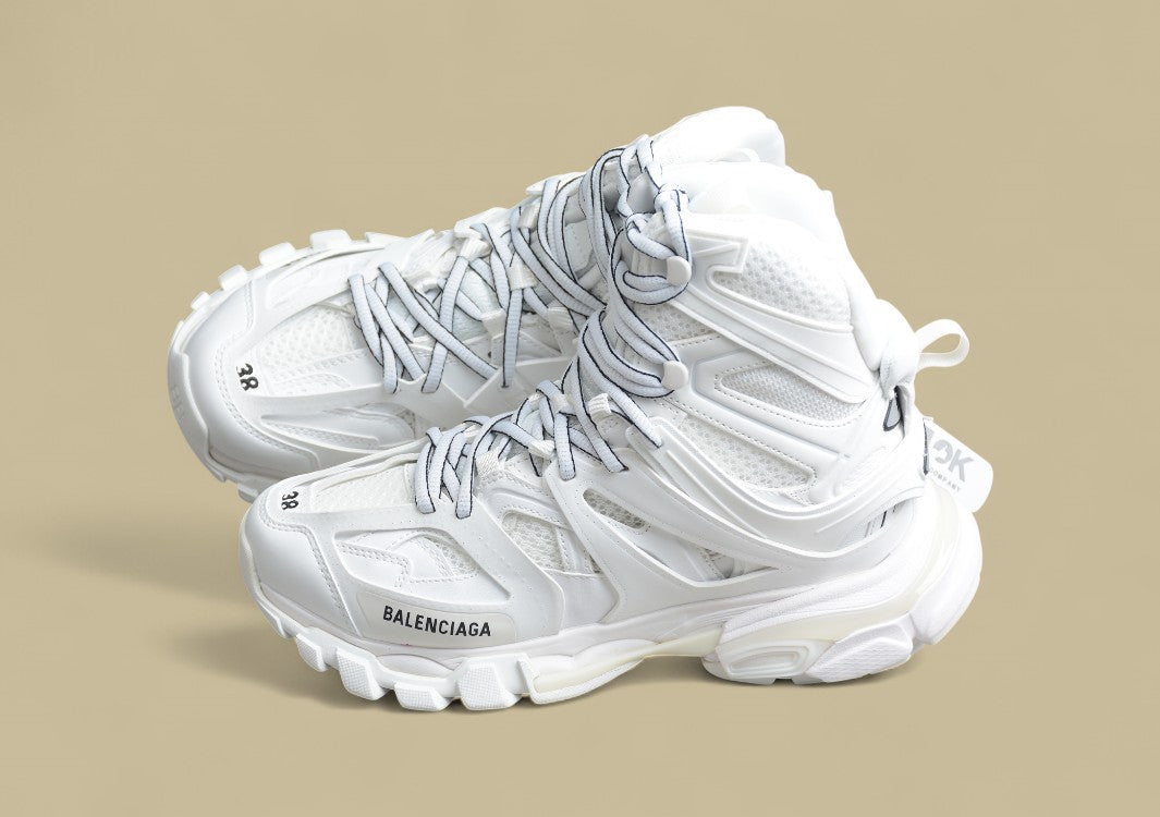 Balenciaga High-Top Mesh-Nylon Dad Sneaker in White