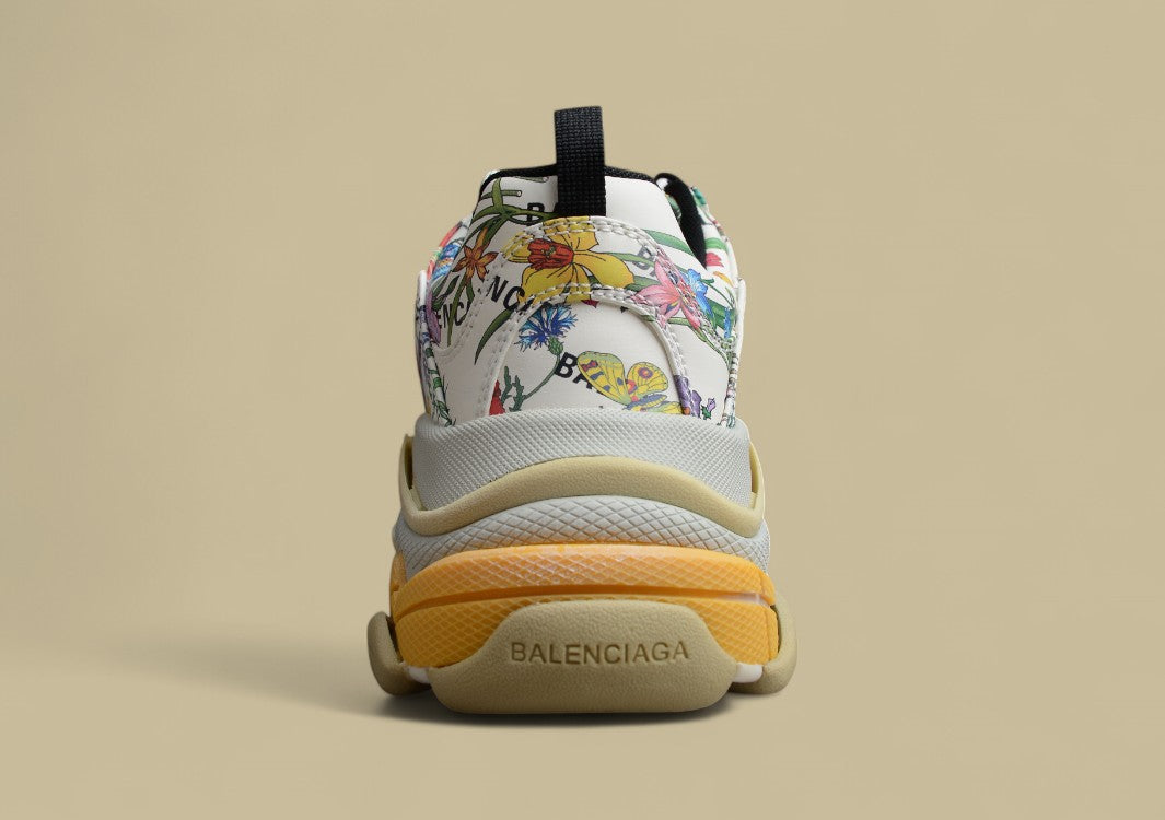 Balenciaga Joint Fashion Breathable Daddy Shoes Ivory White Floral
