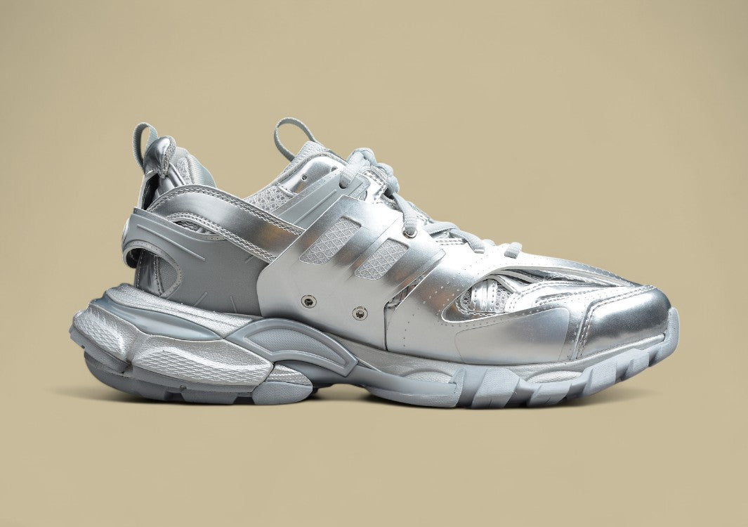 Balenciaga Metallic Silver Tech Runner Sneaker