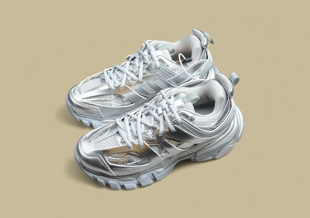 Balenciaga Metallic Silver Tech Runner Sneaker