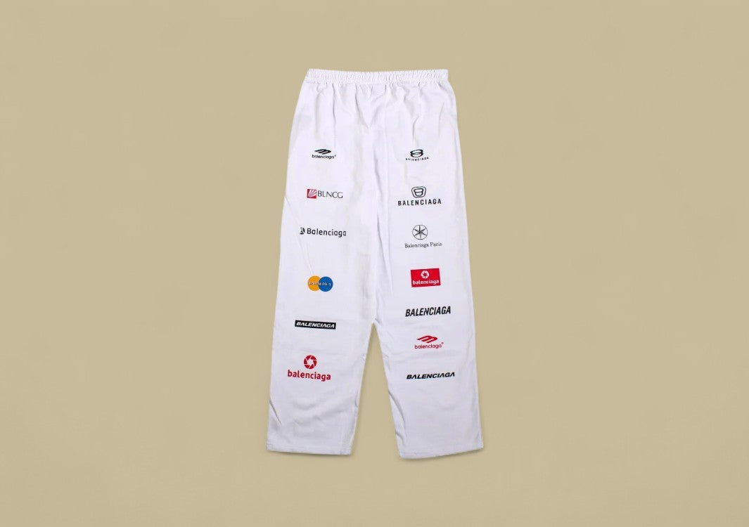 Balenciaga Multiple Logos Track Pants – White