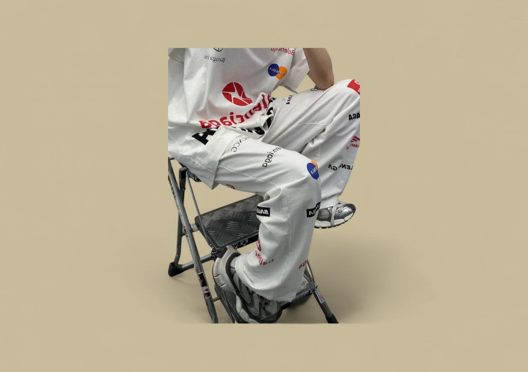 Balenciaga Multiple Logos Track Pants – White