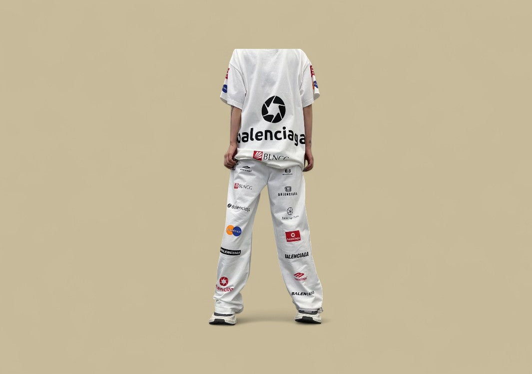 Balenciaga Multiple Logos Track Pants – White