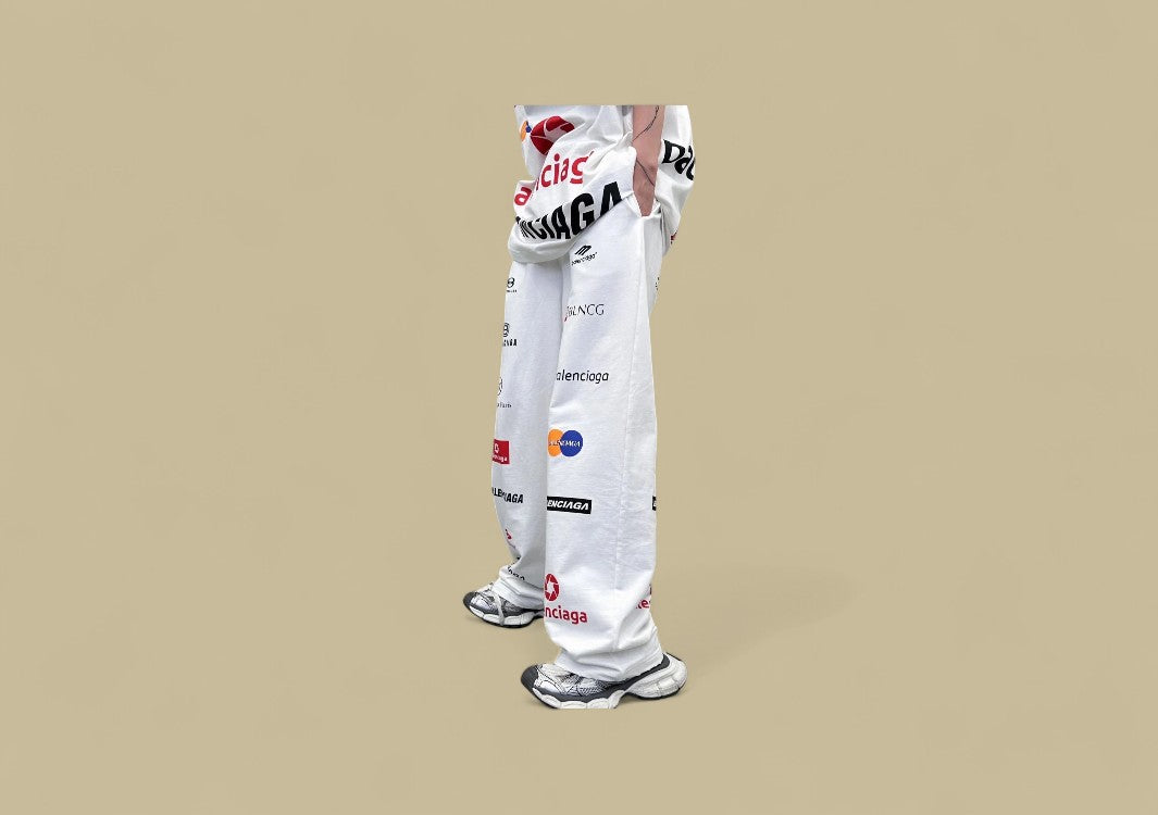 Balenciaga Multiple Logos Track Pants – White