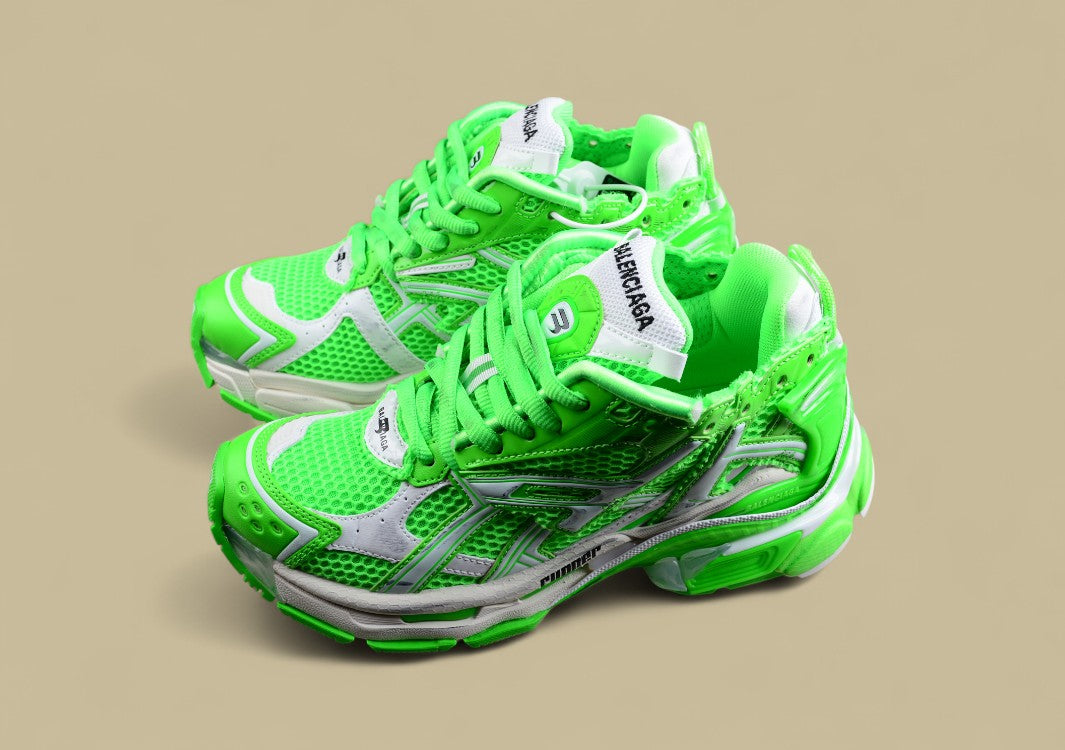 Balenciaga Neon Green Mesh Runner Sneaker