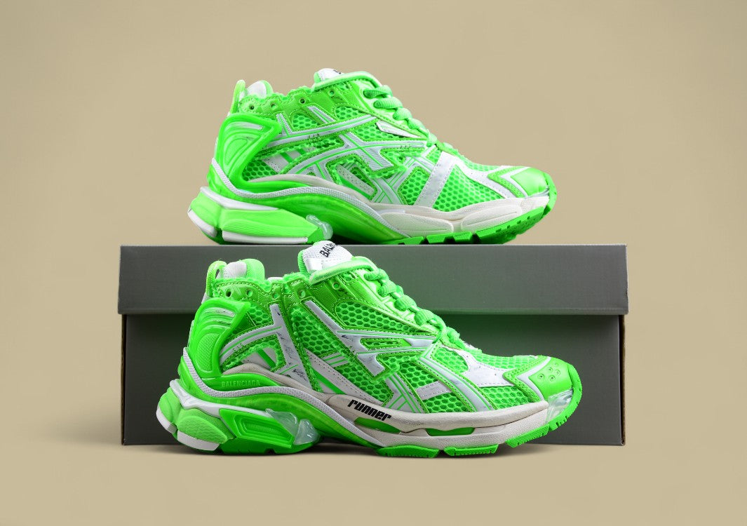 Balenciaga Neon Green Mesh Runner Sneaker