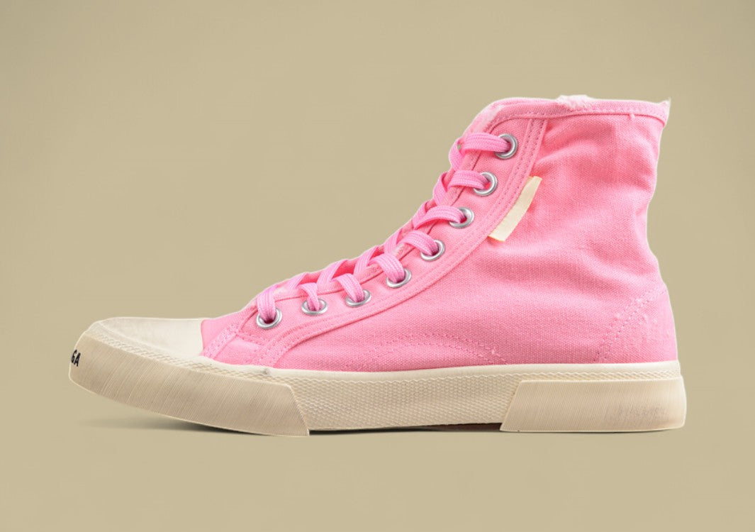 Balenciaga Paris High Top Sneaker in Distressed Pink