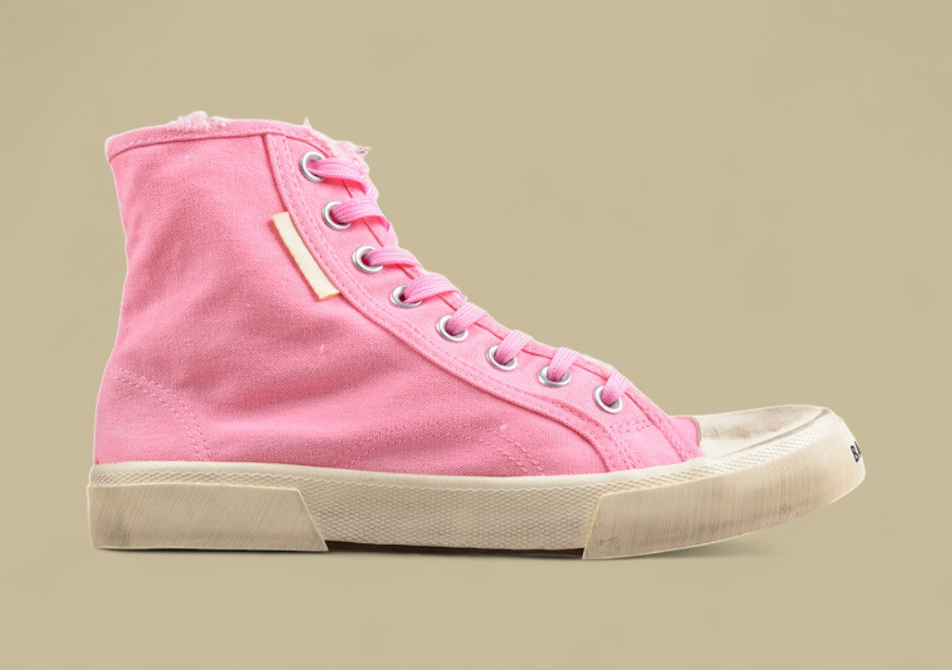 Balenciaga Paris High Top Sneaker in Distressed Pink