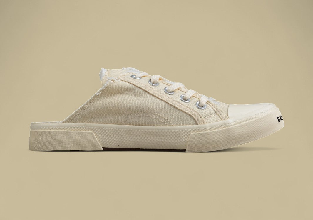 Balenciaga Paris Vulc Destr Slip-On – Distressed Low-Top Canvas Mule