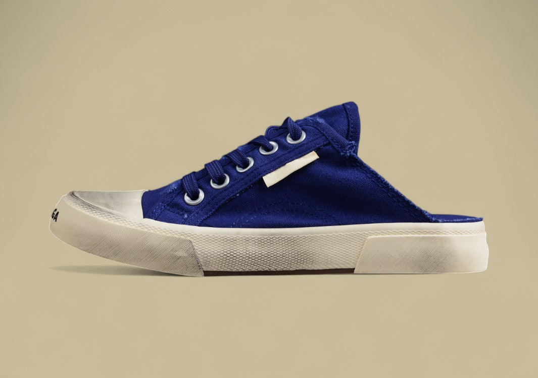 Balenciaga Paris Vulc Destr Slip-On – Distressed Low-Top Canvas Sneaker