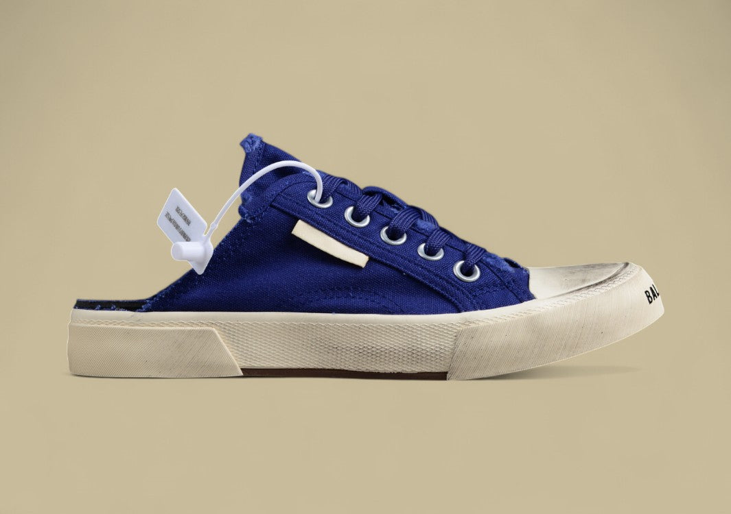 Balenciaga Paris Vulc Destr Slip-On – Distressed Low-Top Canvas Sneaker