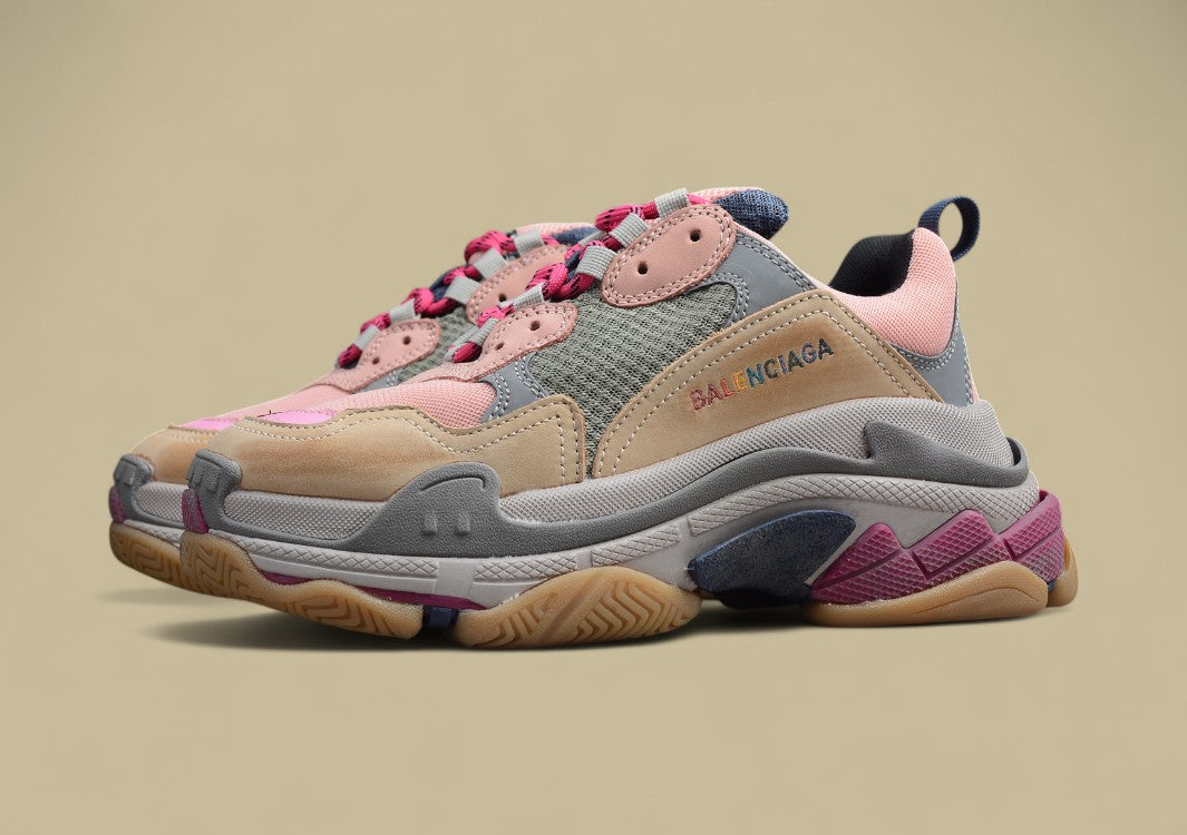 Balenciaga Pink Gray Yellow Men's And Women's Shoes