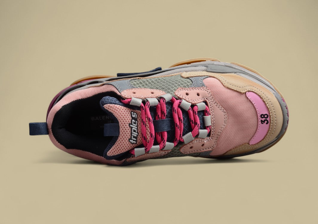 Balenciaga Pink Gray Yellow Men's And Women's Shoes