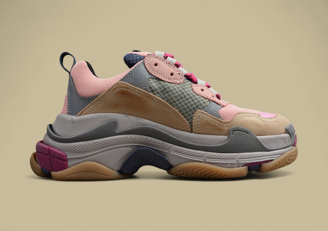 Balenciaga Pink Gray Yellow Men's And Women's Shoes
