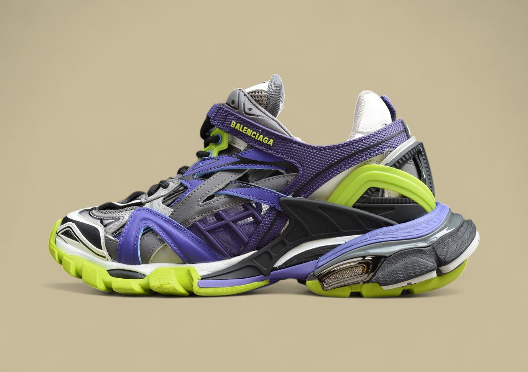 Balenciaga Purple & Neon Green Runner Sneaker