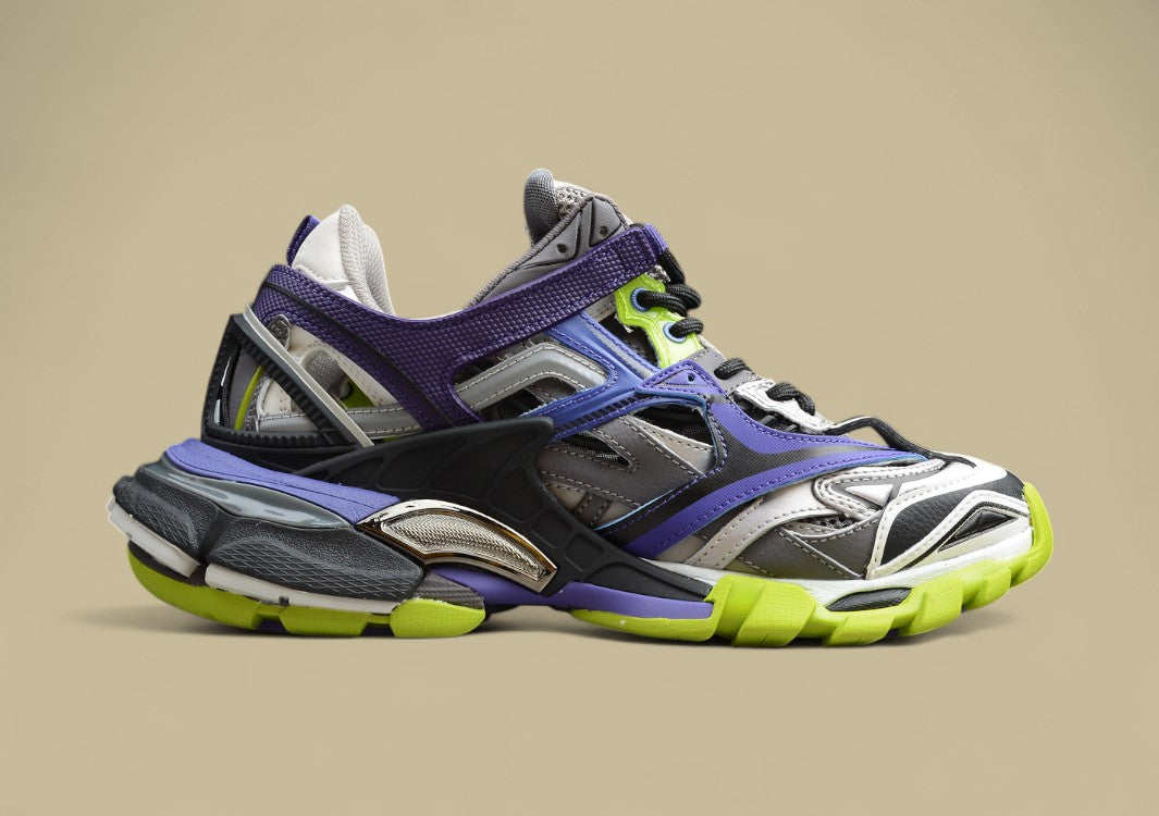 Balenciaga Purple & Neon Green Runner Sneaker