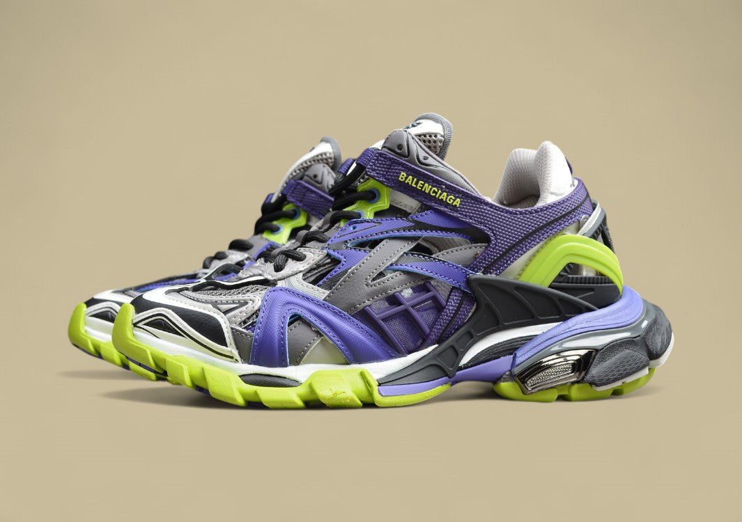 Balenciaga Purple & Neon Green Runner Sneaker