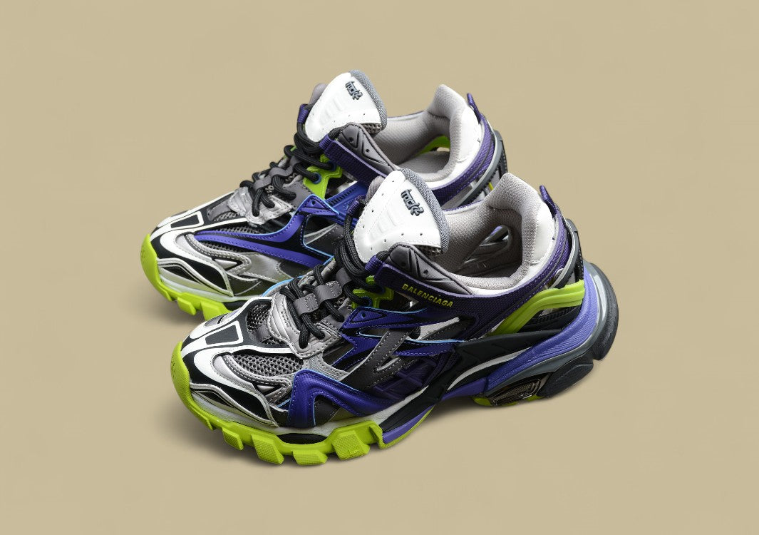 Balenciaga Purple & Neon Green Runner Sneaker