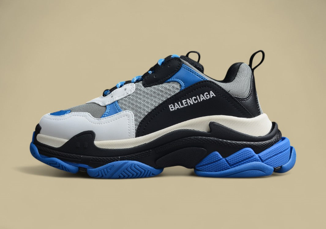 Balenciaga R37 Retro Dad Shoes Gray Black Royal Blue
