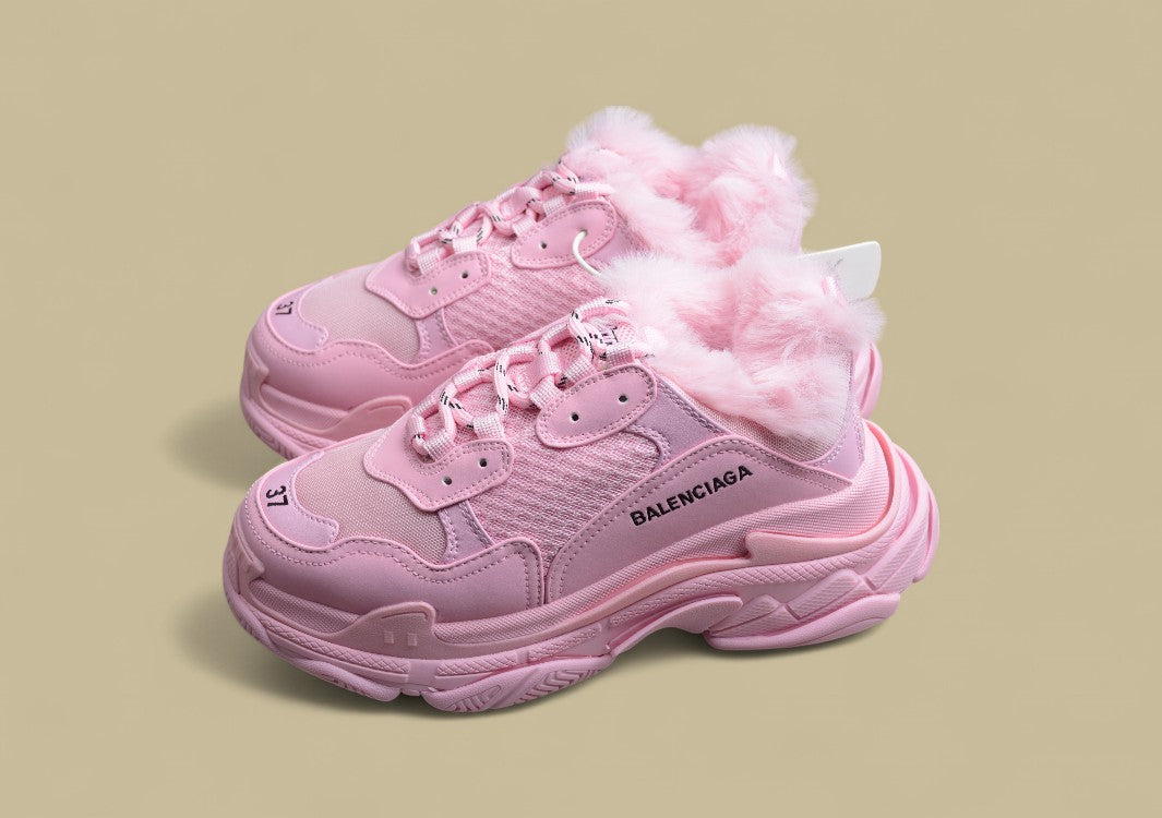 Balenciaga R40 Plus Velvet Retro Dad Shoes Pink