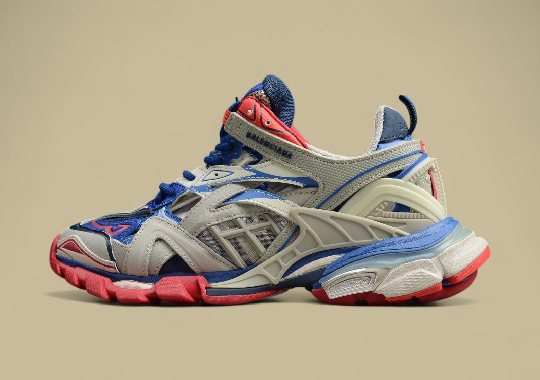 Balenciaga Red, Blue & Beige Runner Sneaker