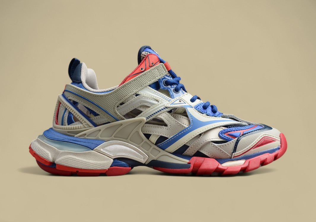 Balenciaga Red, Blue & Beige Runner Sneaker