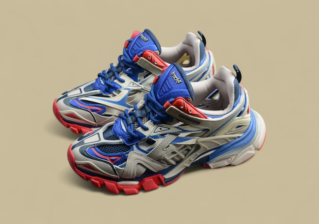 Balenciaga Red, Blue & Beige Runner Sneaker